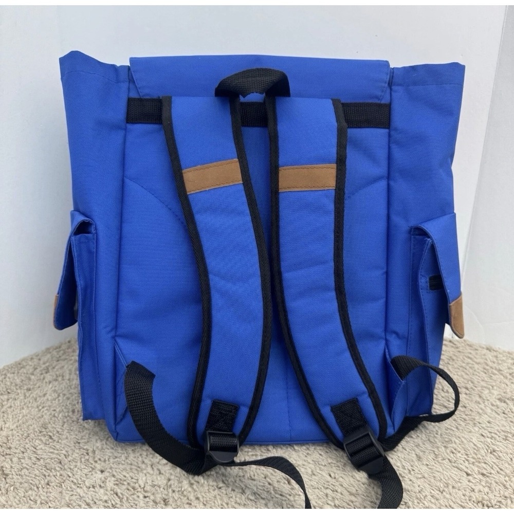 Walt Disney World Backpack WDW 1971 Blue Brown Trim Classic Mickey Mouse Pockets - Picture 2 of 14